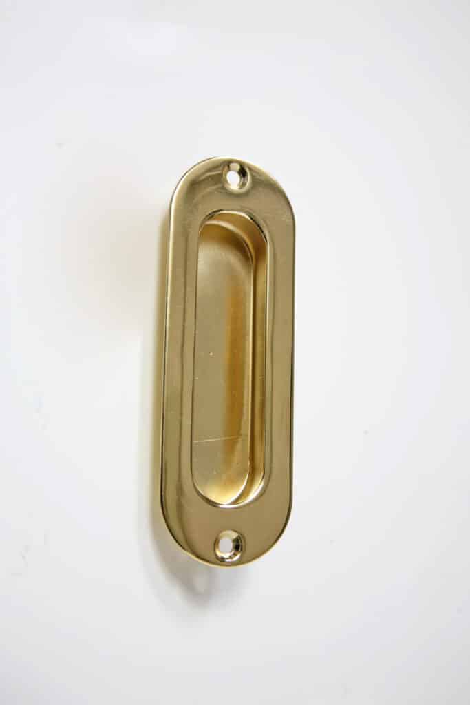 Oval Pocket Door Flush Pull Solid Brass Beaded