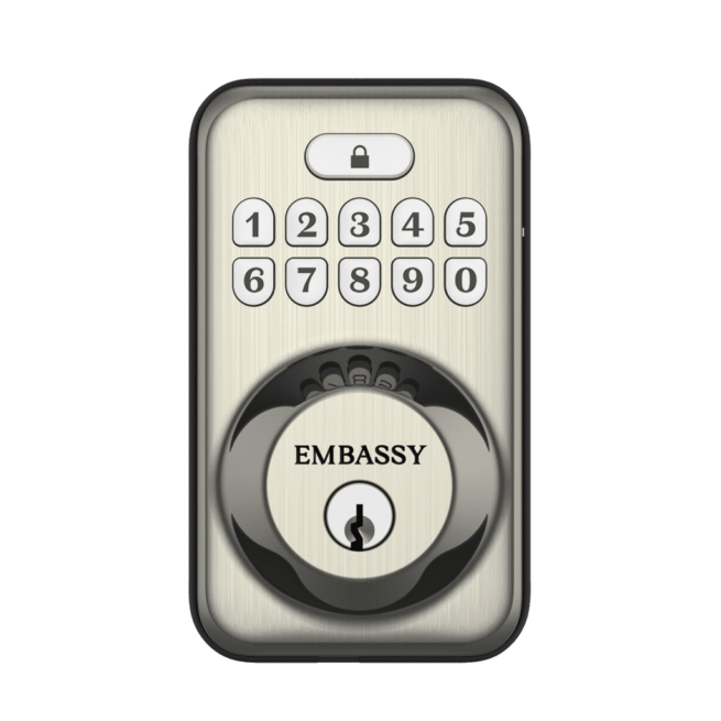 Keyless Entry Electronic Door with Illuminated Antimicrobial Keypad & Security Deadbolt Lock EL1