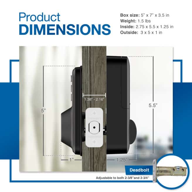Keyless Entry Electronic Door with Illuminated Antimicrobial Keypad & Security Deadbolt Lock EL1 - Image 4