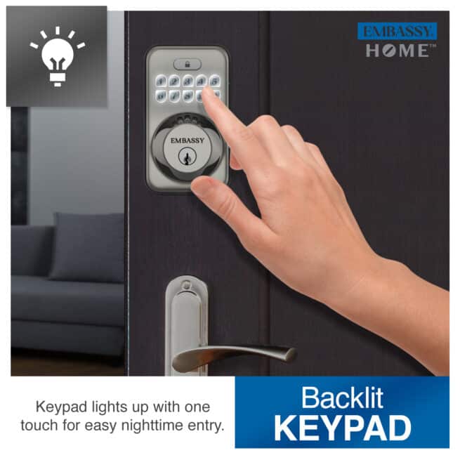 Keyless Entry Electronic Door with Illuminated Antimicrobial Keypad & Security Deadbolt Lock EL1 - Image 5