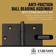 Door Hinge 3 x 3 Solid Brass - Oil Rubbed Bronze (US10B) - Image 8