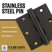 Door Hinge 3 x 3 Solid Brass - Oil Rubbed Bronze (US10B) - Image 7