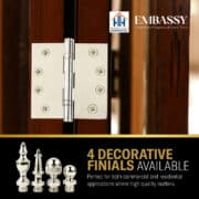 Door Hinge 5 x 5 Inch Solid Brass Ball Bearing - Polished Nickel (US14) - Image 9