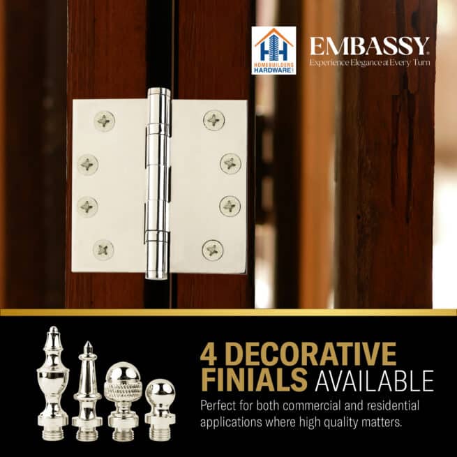 Door Hinge 4 x 4 Inch Solid Brass Ball Bearing - Polished Nickel (US14) - Image 9