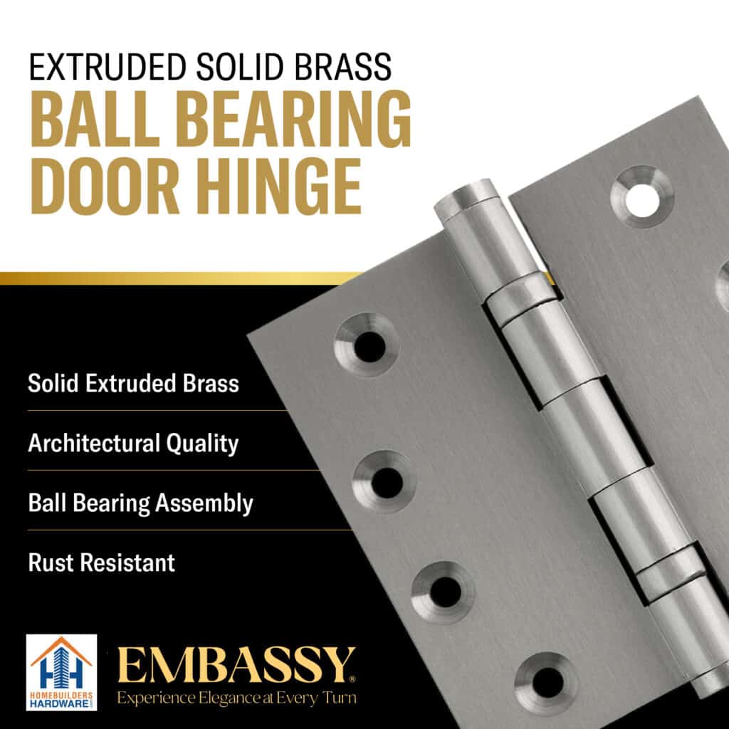 Door Hinge 4.5 x 4.5 Inch Solid Brass Ball Bearing - Satin Nickel