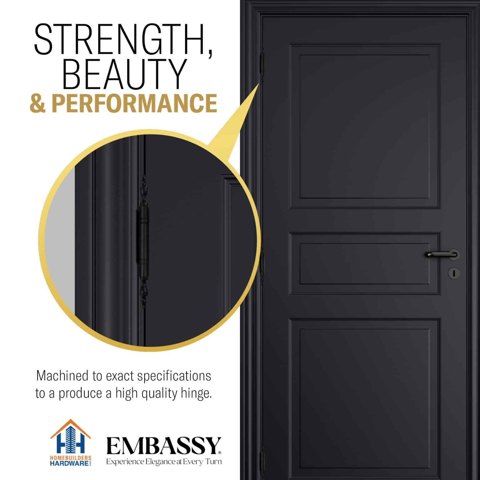 Door Hinge 3 x 3 Solid Brass Black (US19)