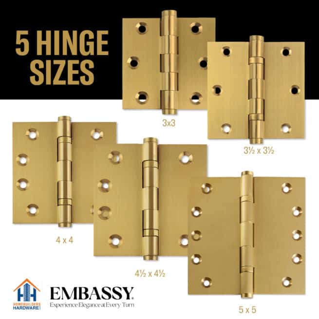 Door Hinge 5 x 5 Inch Solid Brass Ball Bearing - Satin Brass (US4) - Image 11