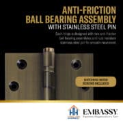 Door Hinge 5 x 5 Inch Solid Brass Ball Bearing - Antique Brass (US5) - Image 8
