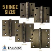 Door Hinge 5 x 5 Inch Solid Brass Ball Bearing - Antique Brass (US5) - Image 11