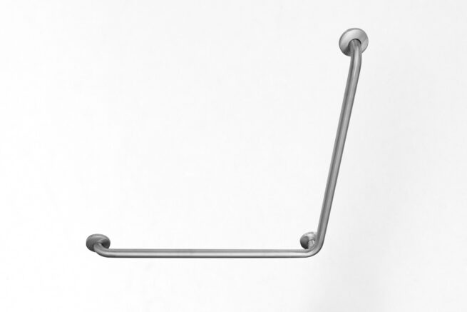 Grab Bar, Stainless Steel, 90 Degree L-Shape, 30” x 30”, 1 1/2“ DIA, Concealed Mounting, Peened Grip
